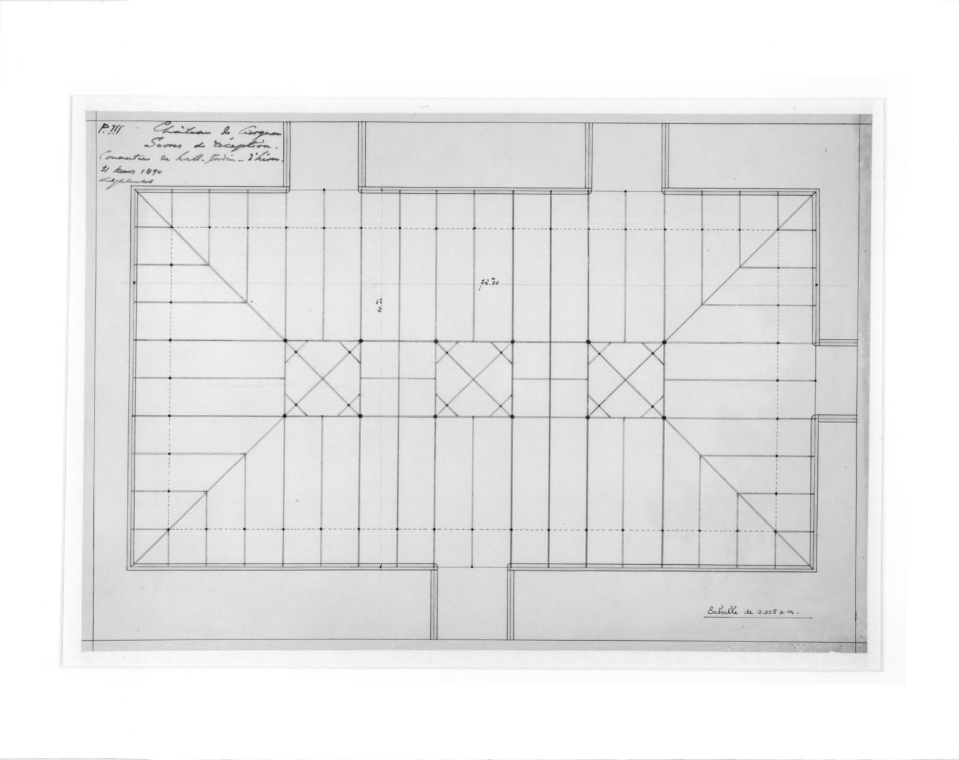 Roof plan for the proposed winter garden at the Château de Ciergnon
