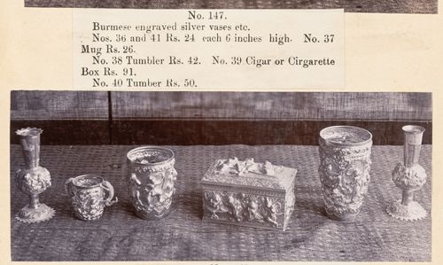 View of silverware, F. Beato Limited, C Road, Mandalay, Burma (now Myanmar)