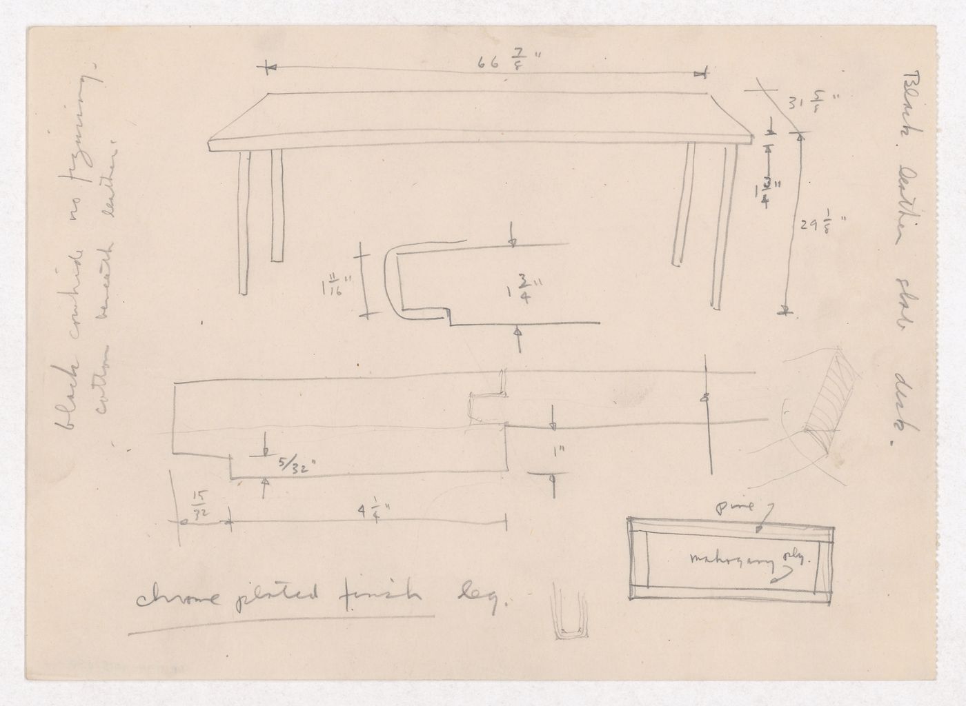 Various documents and drawings including furniture design and office renovation: File G 705