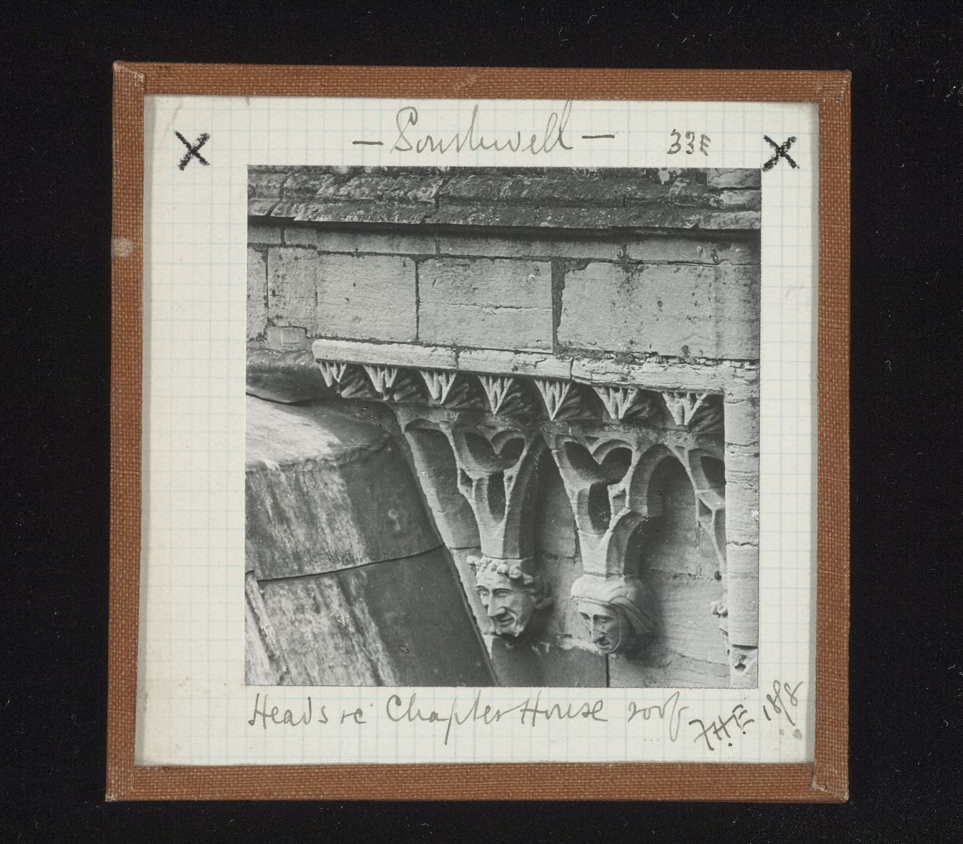 Detail view of corbels of roof of Chapter House, Southwell Minster, Southwell, Nottinghamshire, England