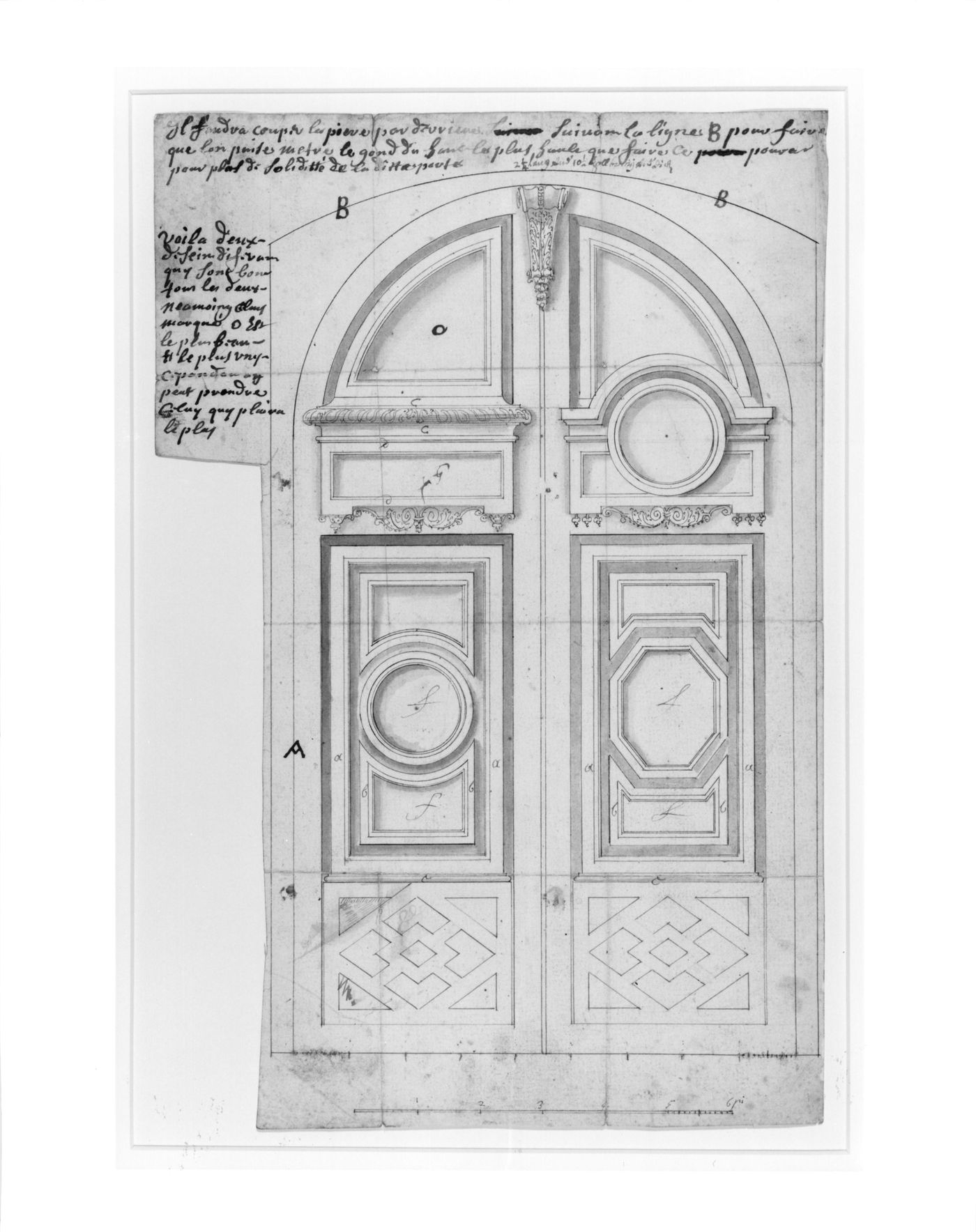 Elevation of a decorated door