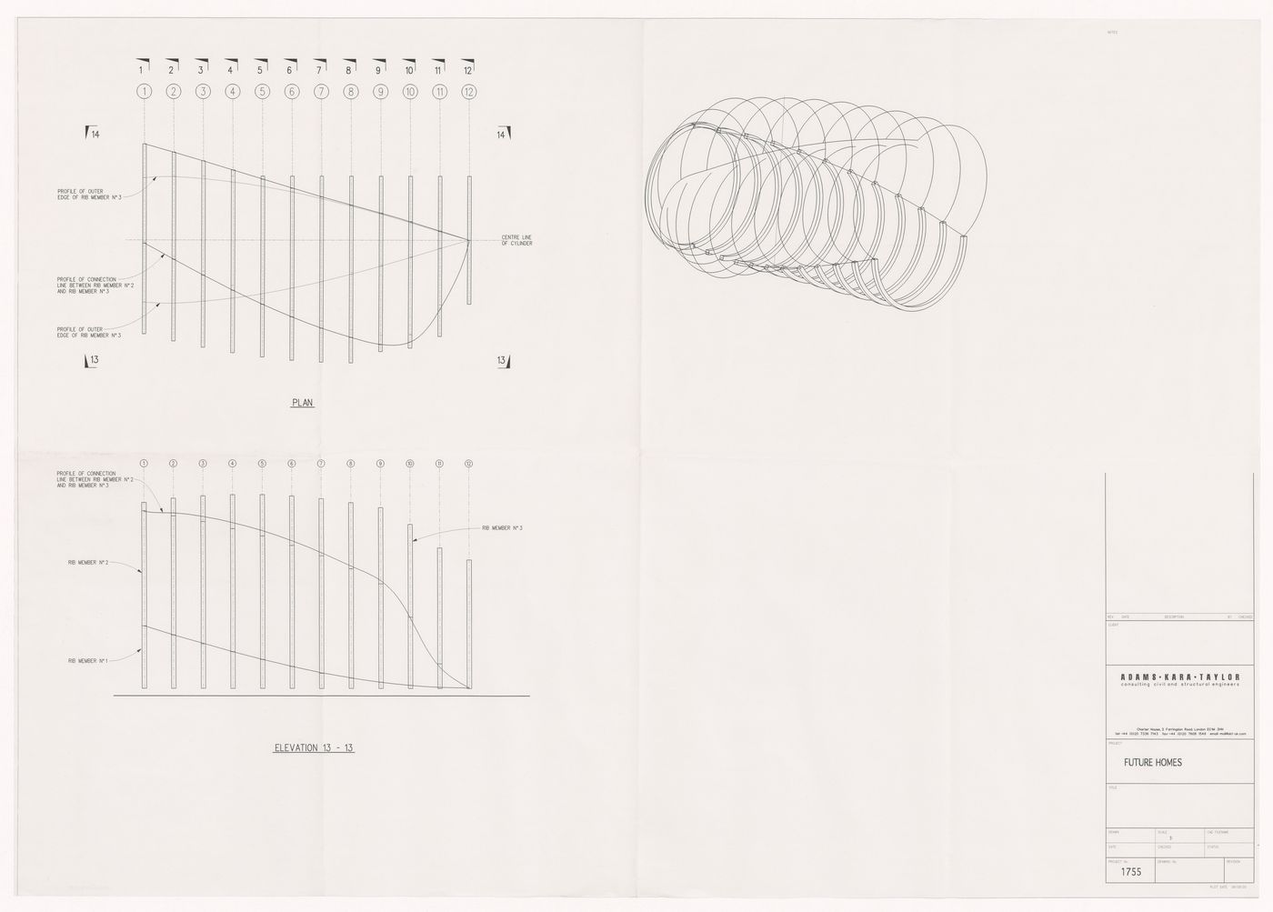 Plan, elevation, and axonometric for Future Homes, Malmö, Sweden