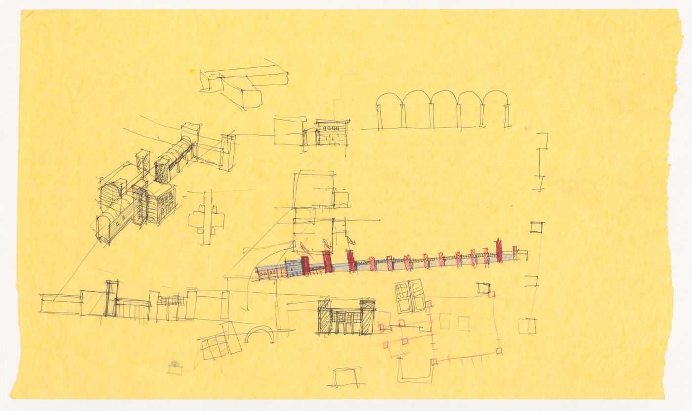 Sketches for Fabbrica attrezature ospedaliere a Sysran, Soviet Union (now Russia)