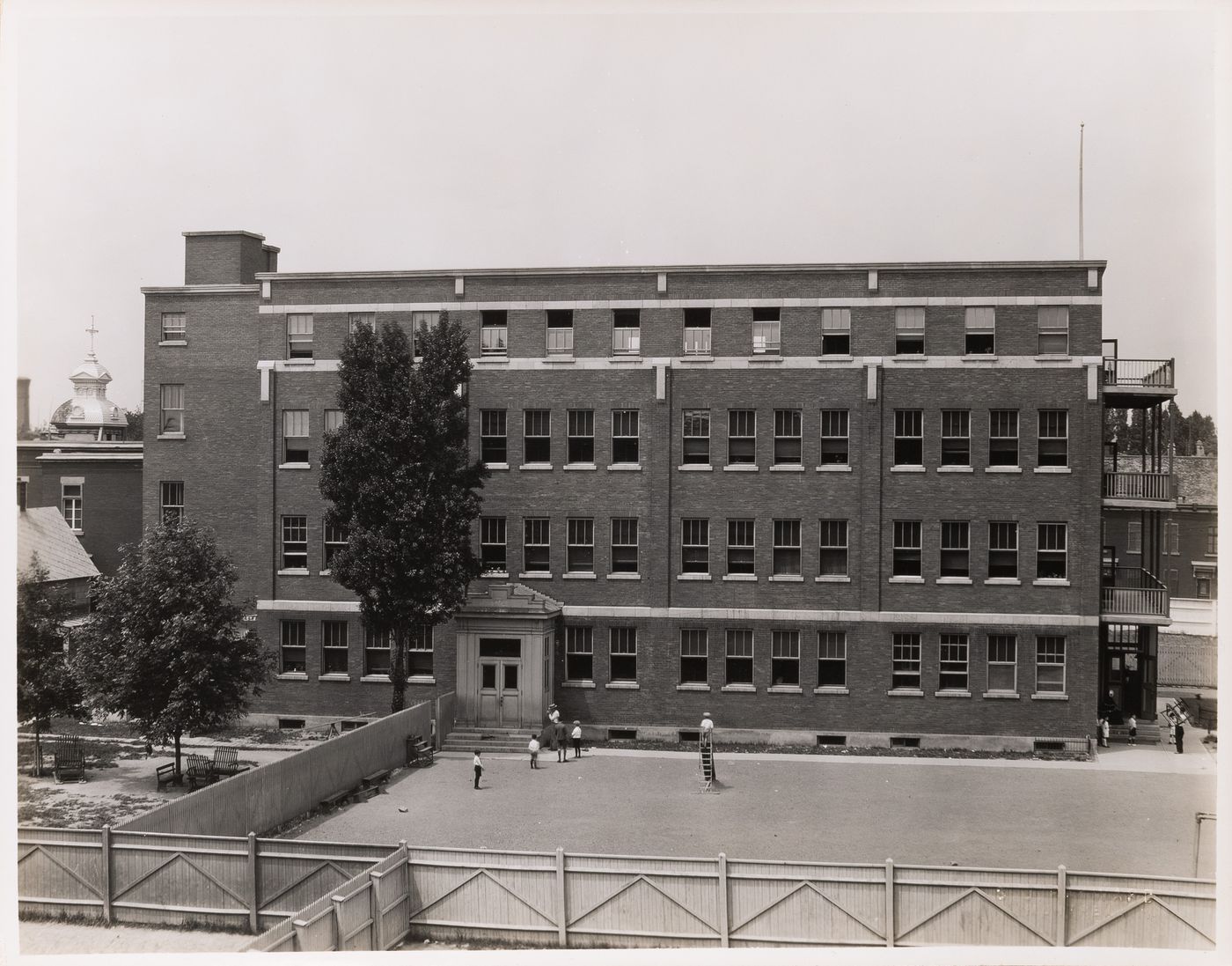 View of the principal [?] façade of Couvent des Soeurs de la Providence, boulevard Pie-IX, Montréal, Québec