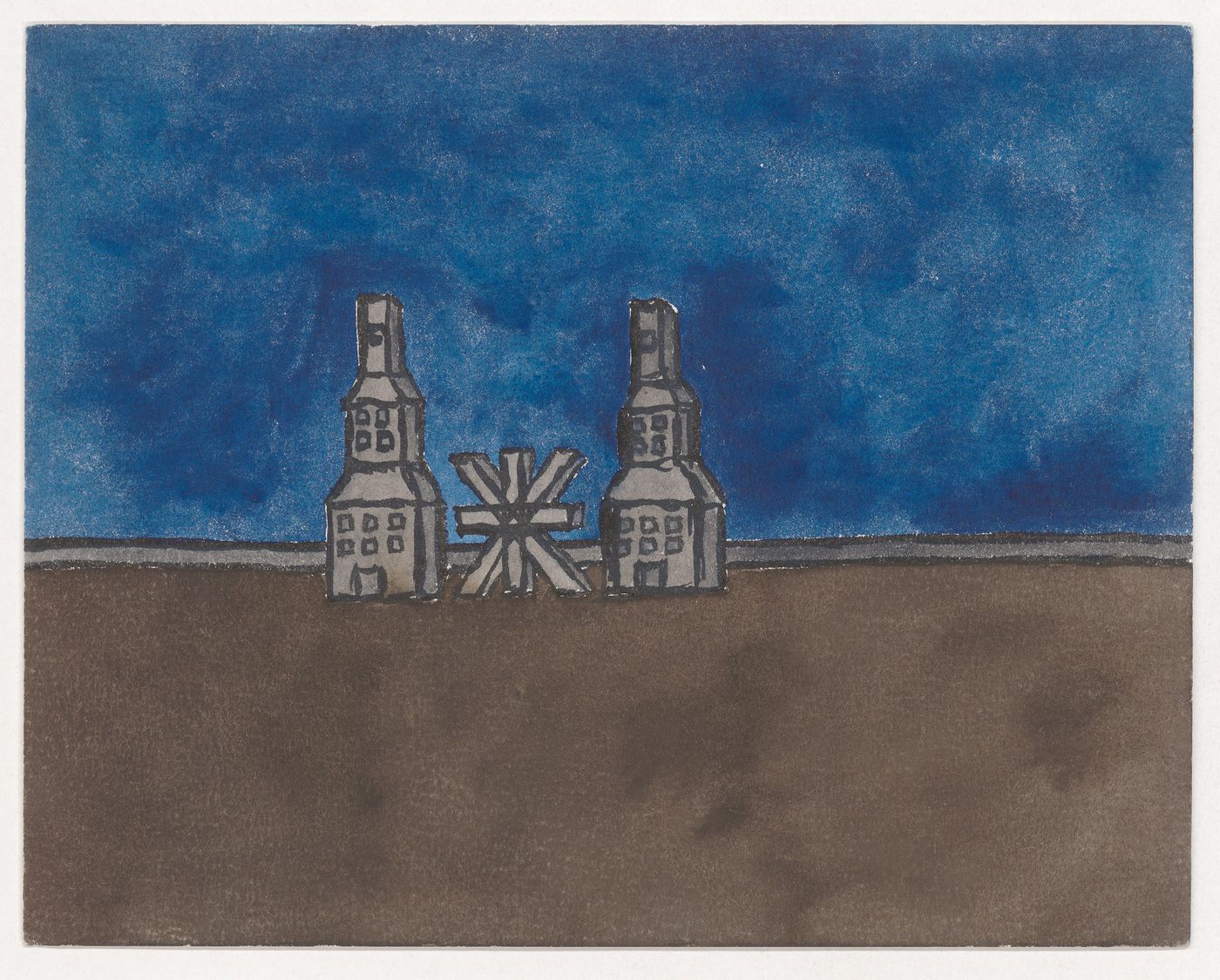 Painting for Berlin Night depicting Jewish Museum: Buildings of Research, and Structure of Witness