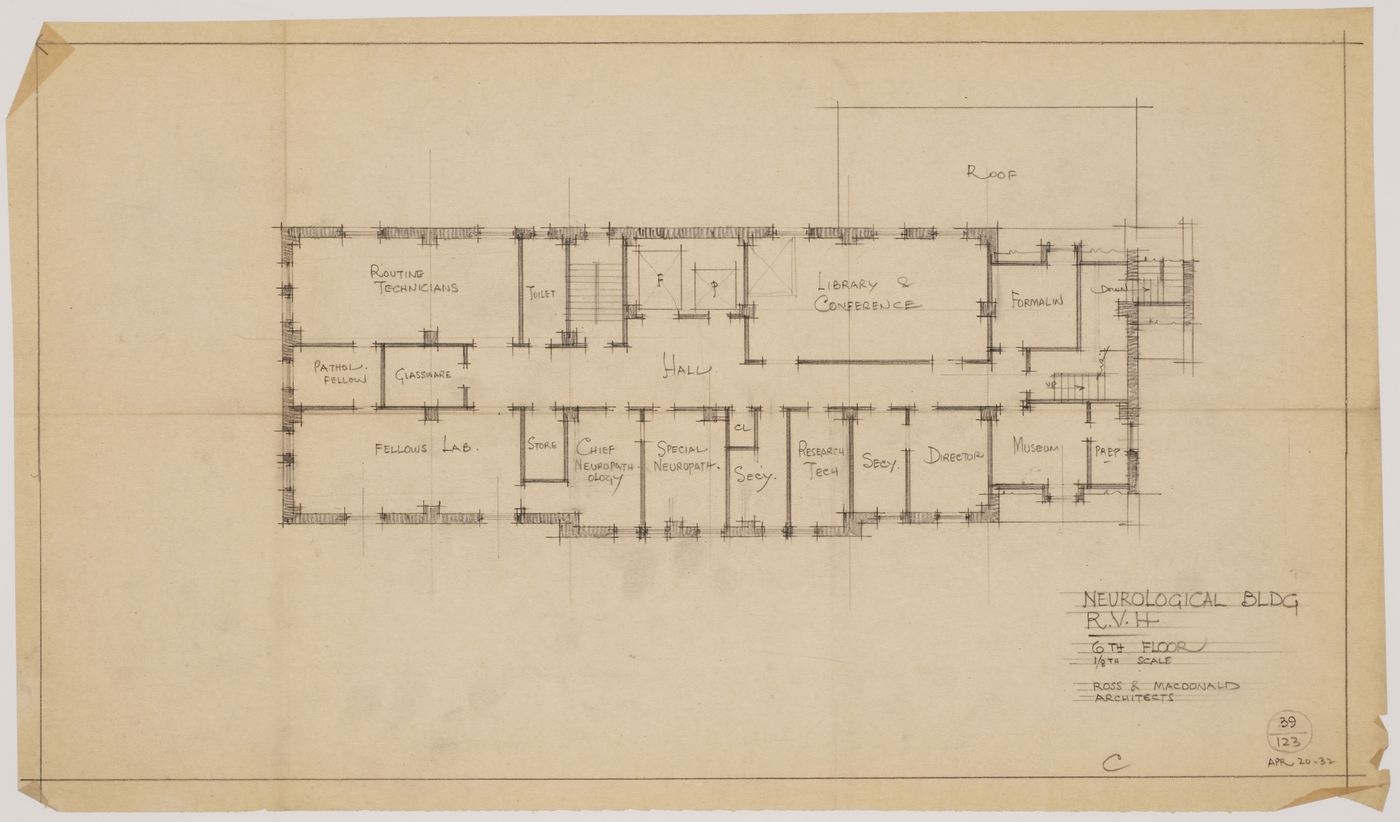 Montréal Neurological Institute, Montréal, Québec: sixth floor plan