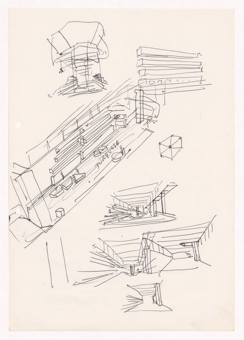 Sketch axonometric and perspective views for Loja Turquesa - Irmãos Campos Morais, Porto, Portugal