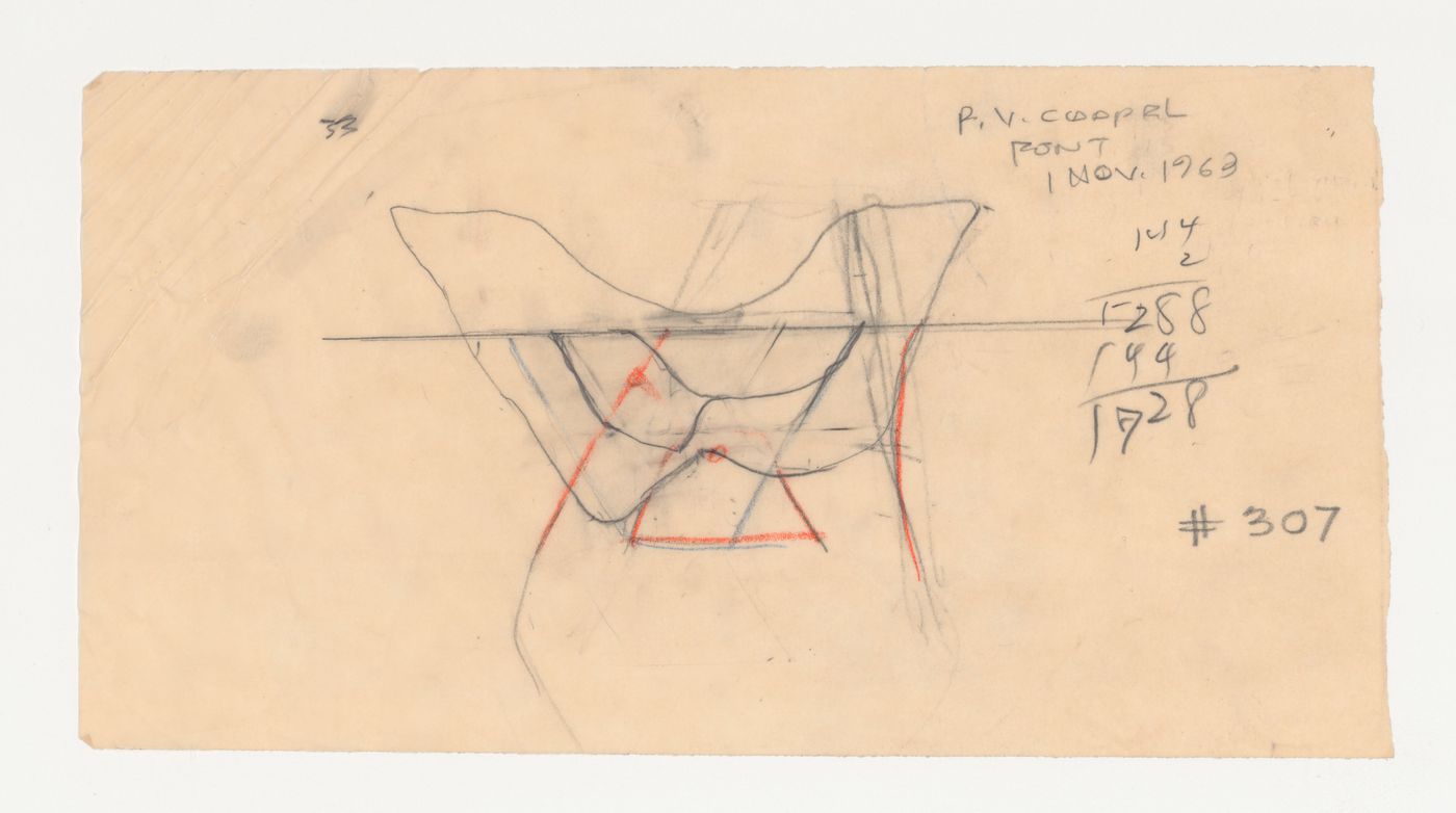 Wayfarers' Chapel, Palos Verdes, California: Sketch plan for the baptismal font