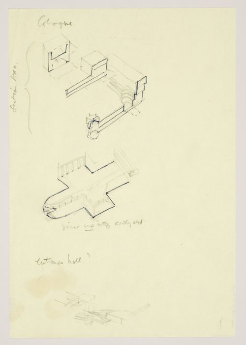 Wallraf-Richartz-Museum, Cologne, Germany: axonometrics and sketch