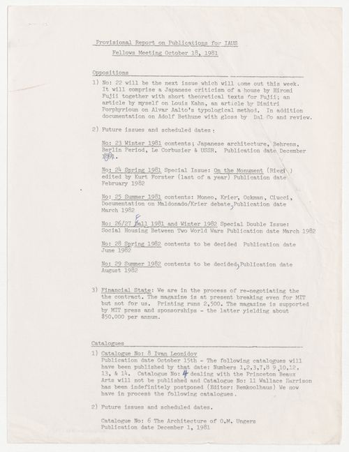 Provisional report about IAUS publications for the meeting of the Fellows