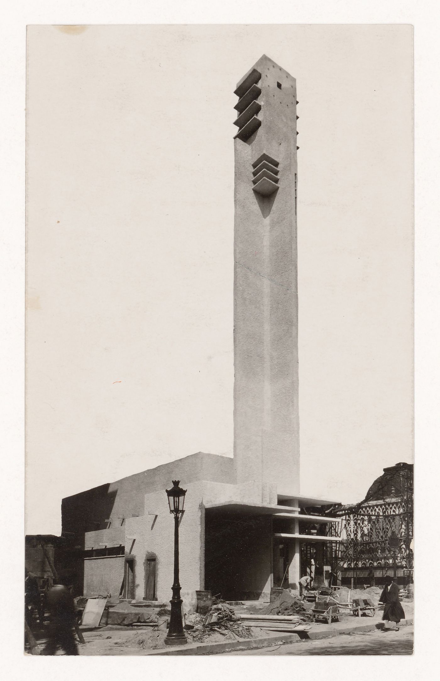 Exterior view of the tourism pavillion under construction, Exposition internationale des arts décoratifs et industriels modernes, Paris, France