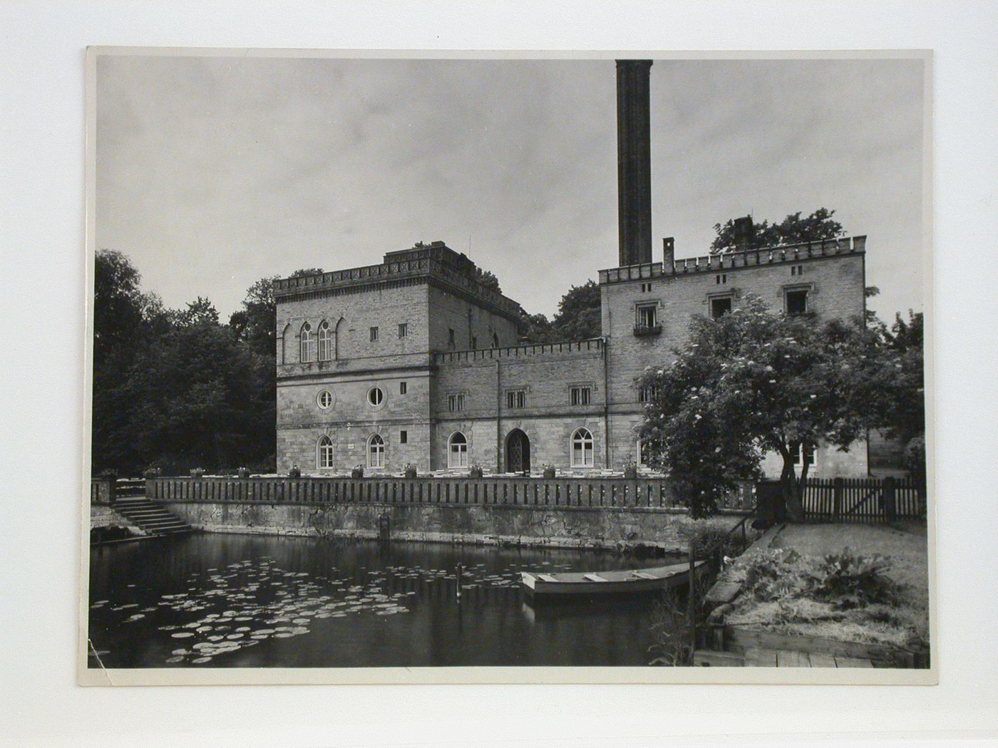 View of the lake façade of the Meierei [Dairy] [?], Pfaueninsel [Peacock Island], Potsdam, Germany