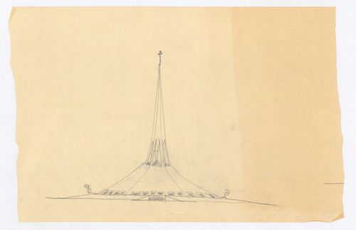 Sketched elevation, North Christian Church, Columbus, Indiana