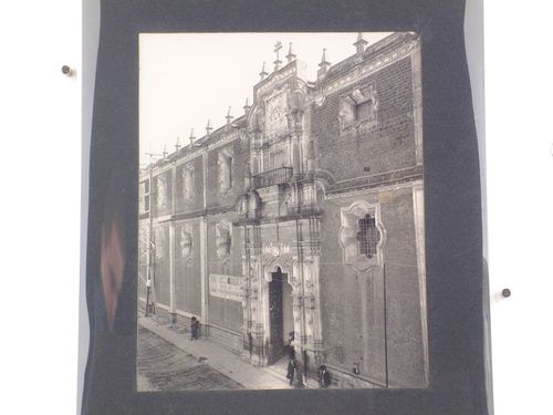 Partial view of the principal façade showing the portal of the Colegio de San Ildefonso, Mexico City, Mexico