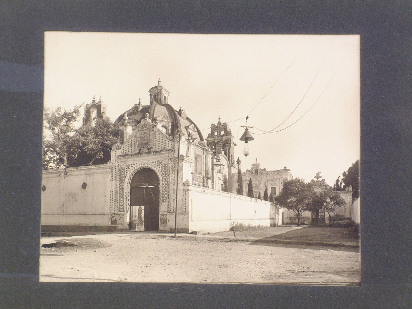 View of the Convento de Nuestra Señora del Carmen showing gateways and the dome of the Capilla de Santa Teresa de Jesús, Puebla, Mexico