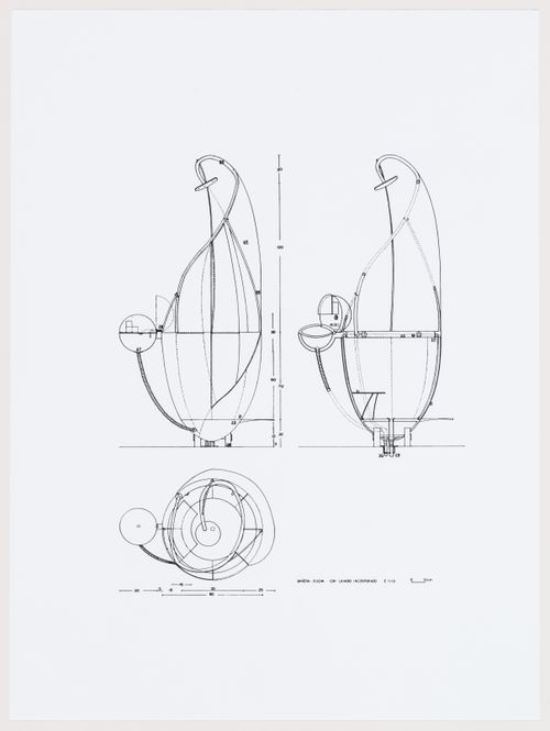Design drawing of a shower with built-in washbasin, Vivienda y ciudad, avenida Diagonal, Barcelona, Spain