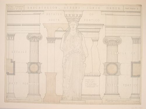 Testimony of study drawing showing details of the Ionic Order from the Erechtheion, Athens