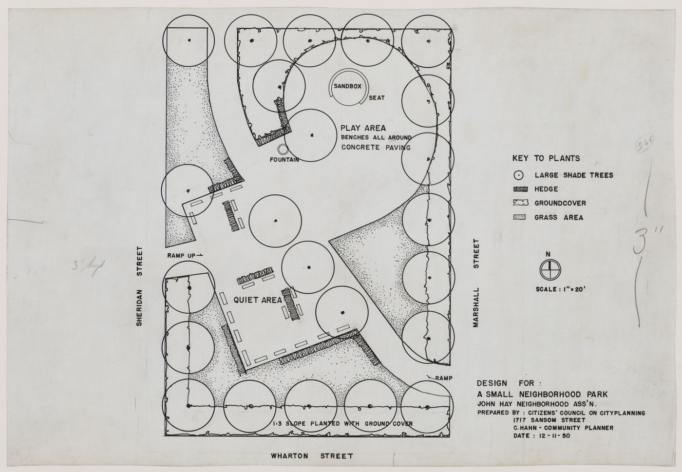 Small Neighbourhood Park, John Hay Neighbourhood Association, Philadelphia, Pennsylvania: Landscape plan