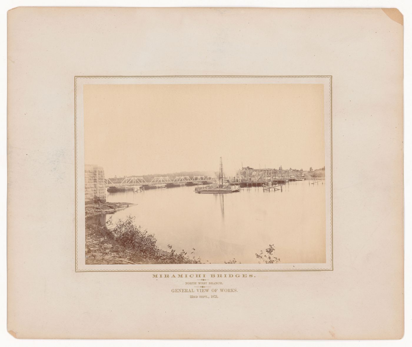 Miramichi Bridges under construction, Miramichi Bay, New Brunswick