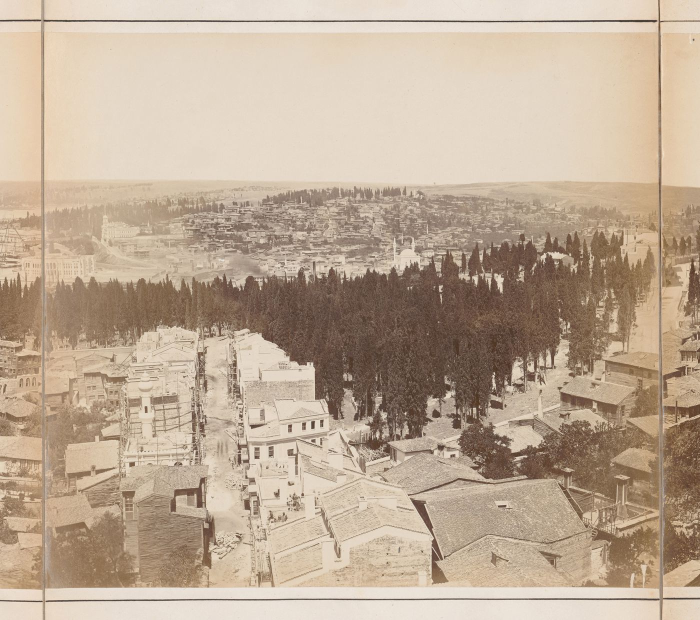 Section of a panorama of Constantinople (now Istanbul, Turkey) from the Galata Tower