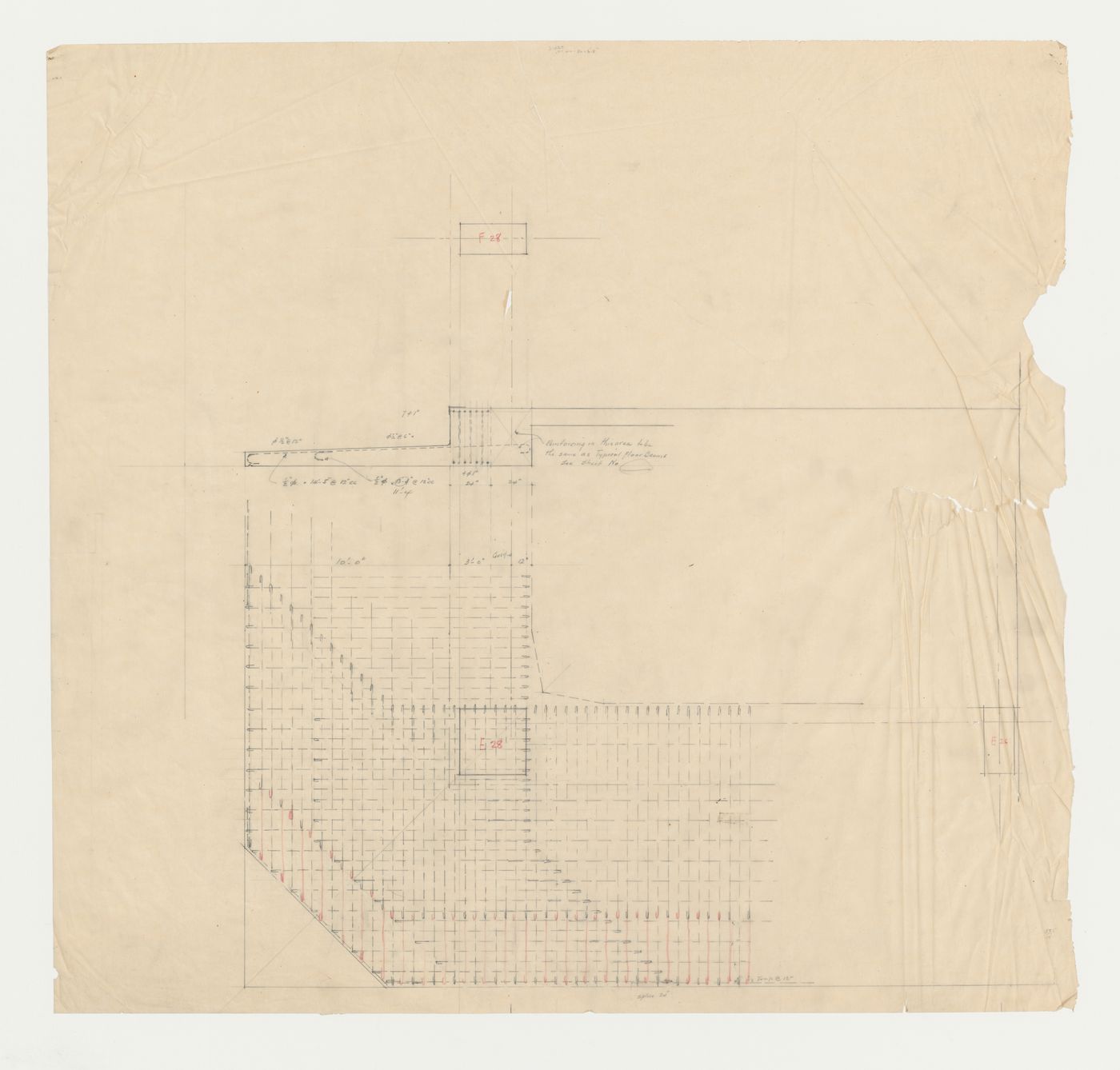 Plan d'une superficie avec poutres, Imprimerie Nationale du Canada, Hull, Québec, Canada