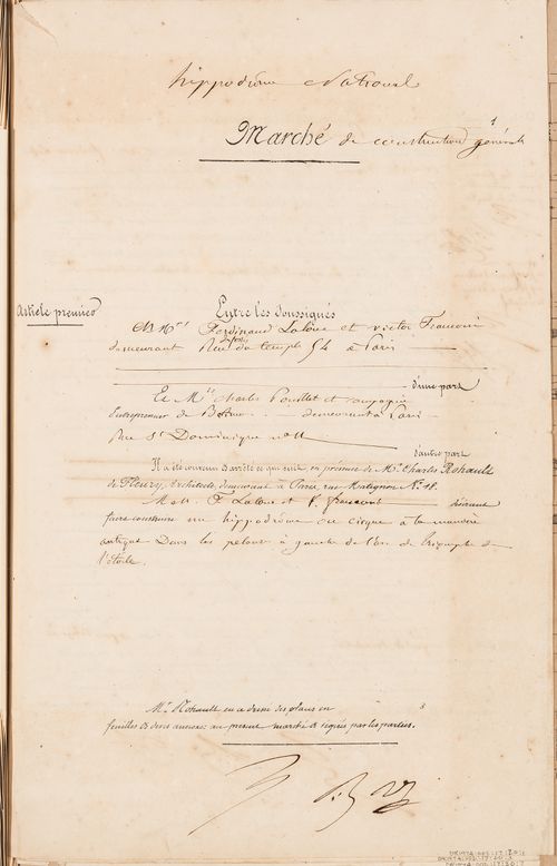 Hippodrome national, Paris: General construction contract