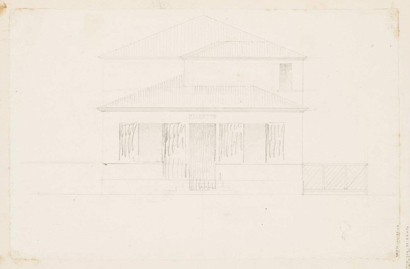Project for housing for M. Busche: Elevation for the porter's residence