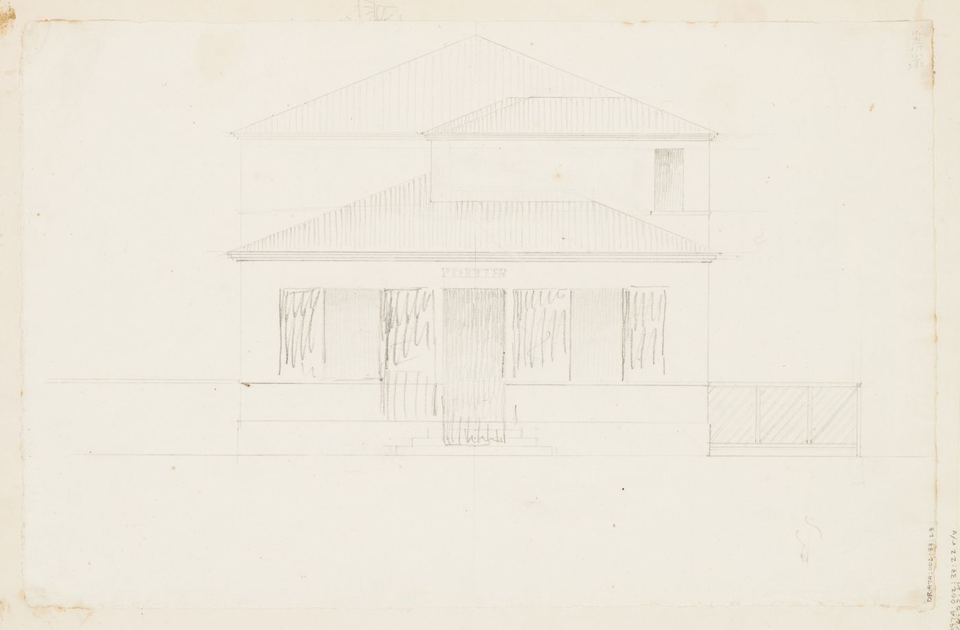 Project for housing for M. Busche: Elevation for the porter's residence