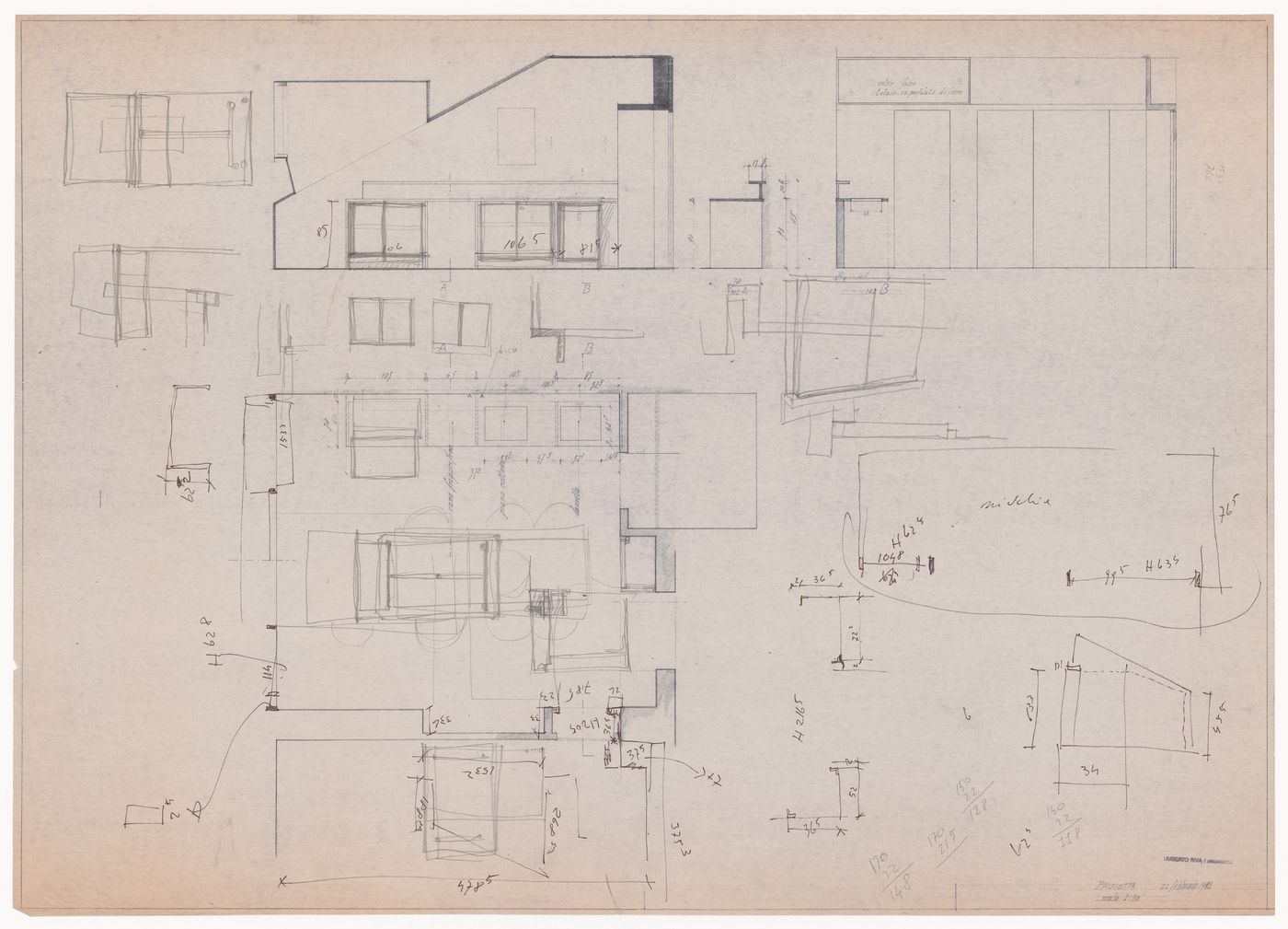 Plans and sections for Casa Palmiotta, Italy