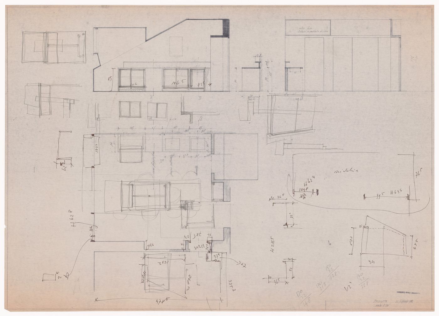 Plans and sections for Casa Palmiotta, Italy