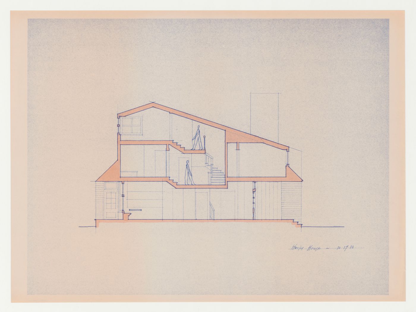 Section looking north for the Hanks-Paré Residence, Tuxedo Park, New York