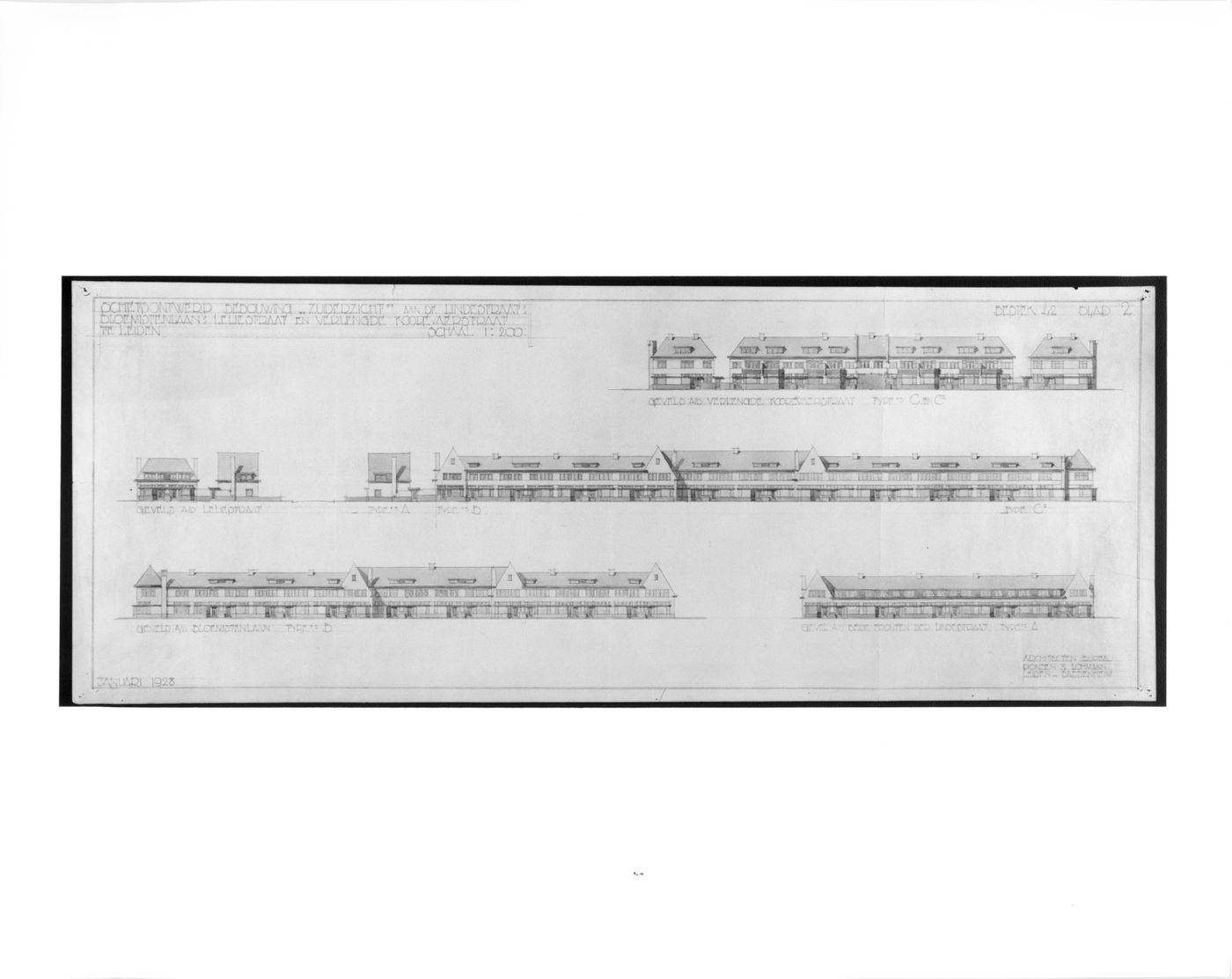 Elevations for Zuiderzicht Housing Estate, Leiden, Netherlands