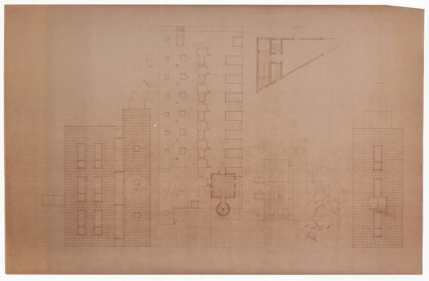 Elevations and plan for Santiago de Compostela Apartment House, Santiago de Compostela, Spain