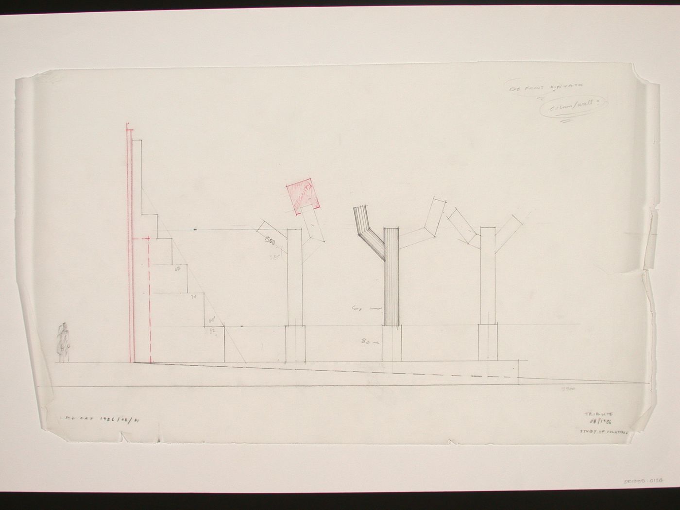 Elevation for columns with measurements, The Canadian Tribute to Human Rights, Ottawa, Ontario