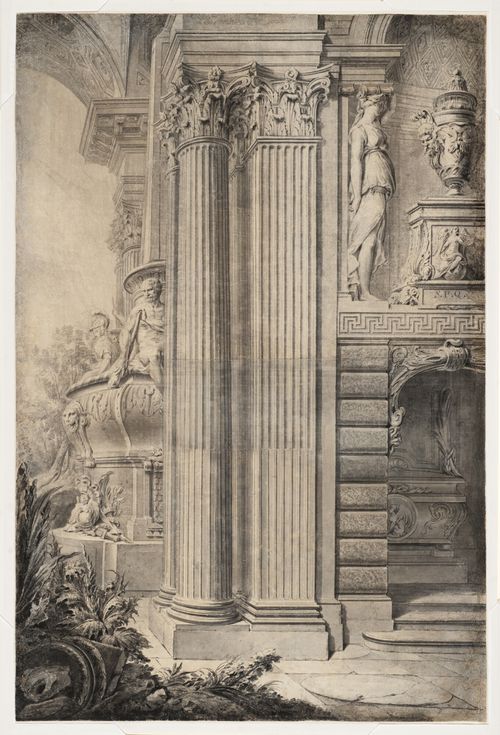 Architectural capriccio with tombs