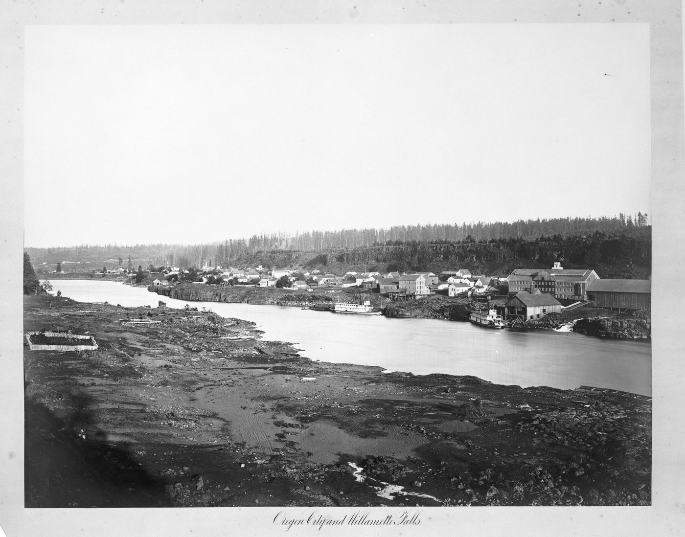 View of town and both sides of river, Oregon City, Oregon