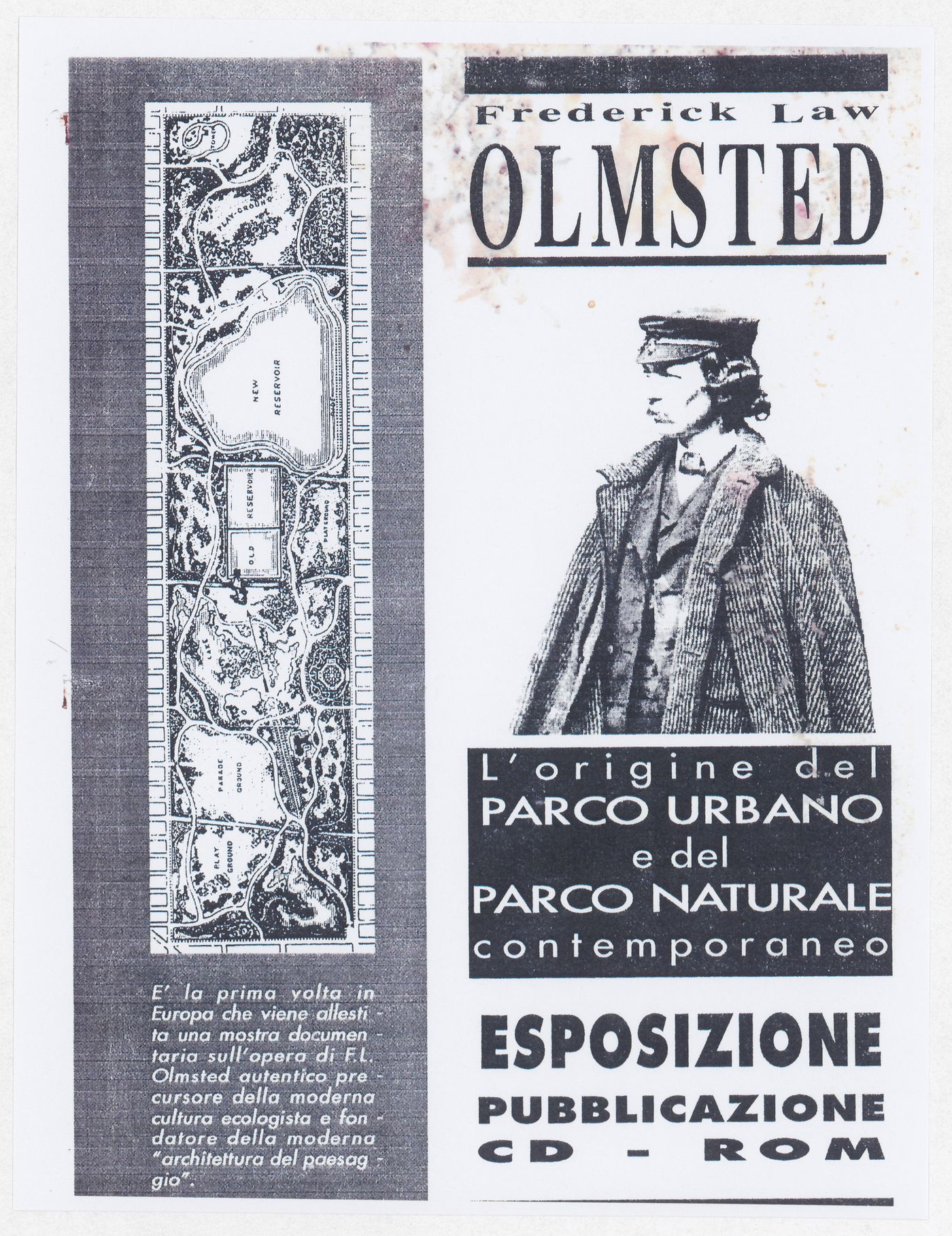 Promotional materials for the exhibition Olmsted: L'origine del parco urbano e del parco naturale contemporaneo