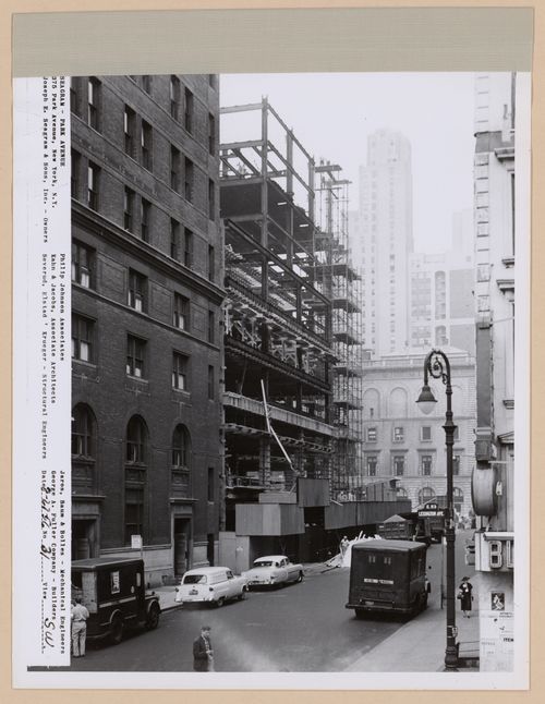 Seagram building under construction, 375 Park avenue, New York, N.Y., south-west view