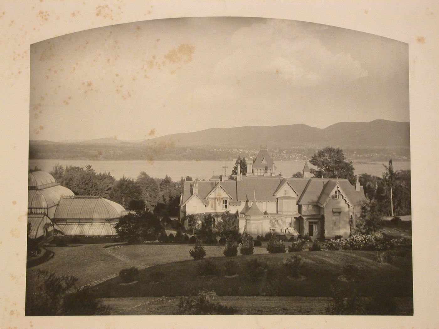 View of Rozenhof, residence of S. R. Van Duzer, looking towards the Hudson River, Newburgh, New York