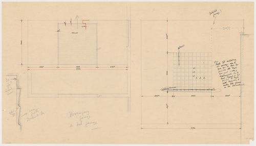 Roof plan, elevation, and partial sections for the garage for Johnson House, Pinehurst, North Carolina