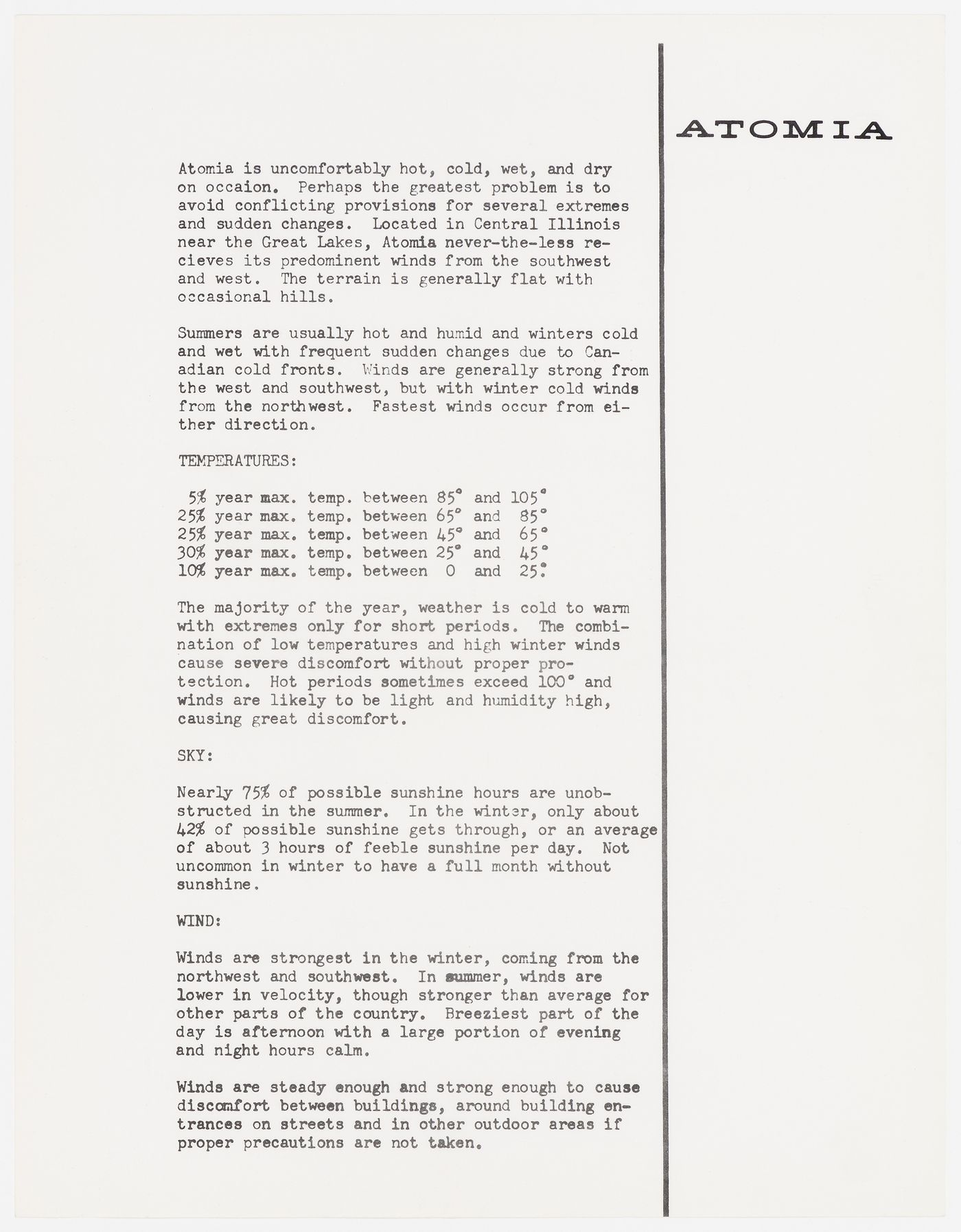 Atomia: information on climate (document from the Atom project records)