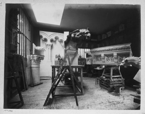 Interior of Victor Tournier's ornamental sculpture workshop, Basilica of Sacré-Coeur de Montmartre, Paris, France