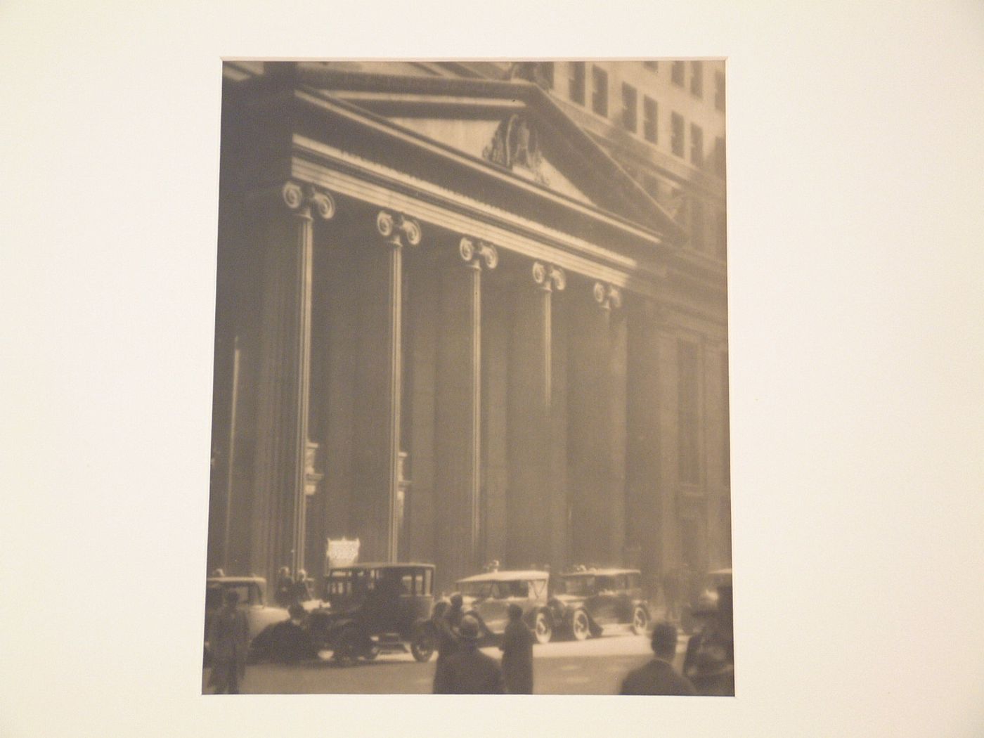 Bank entrance, cars on street, Chicago, Illinois