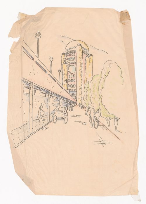 Perspective of city blocks for Linear city, Chandigarh, India