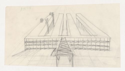 Sketch perspective for Casa dello studente, Trieste, Italy