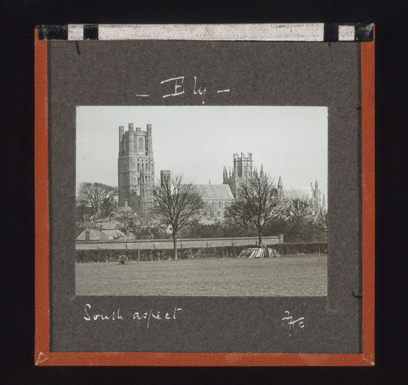 Distant view of south side of Ely Cathedral, Ely, Cambridgeshire, England