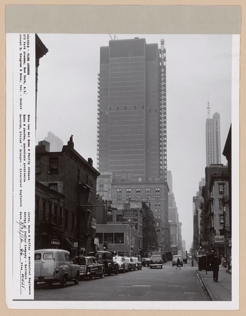 Seagram building under construction, 375 Park avenue, New York, N.Y., west view