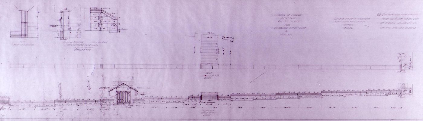 Plans and elevations for a stone wall for Notre-Dame de Montréal, apparently for the renovations of 1929-1949, rue Saint-Sulpice