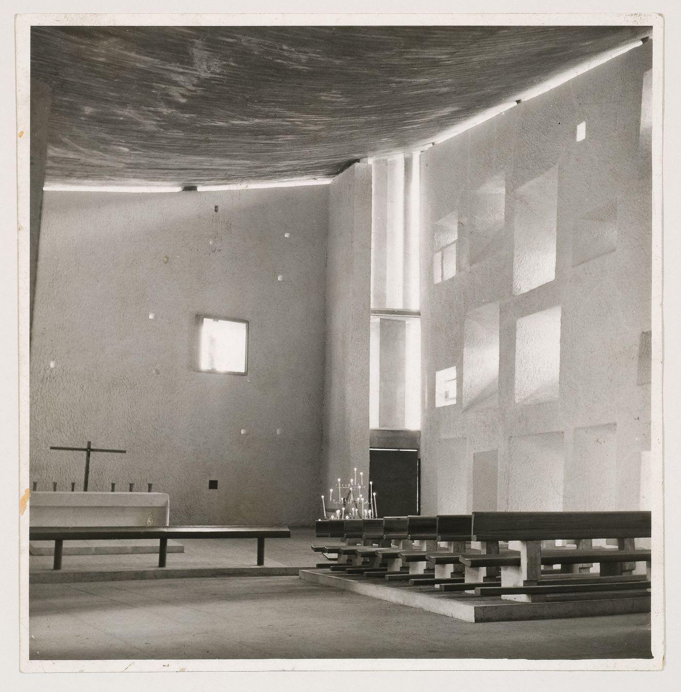 Interior view of Notre-Dame-du-Haut, Ronchamp, France