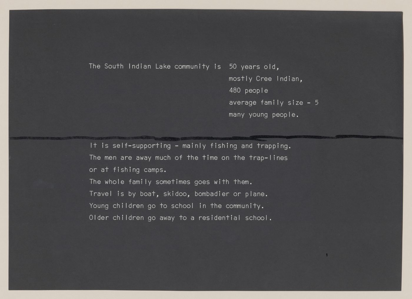 Presentation panel for South Indian Lake, Manitoba